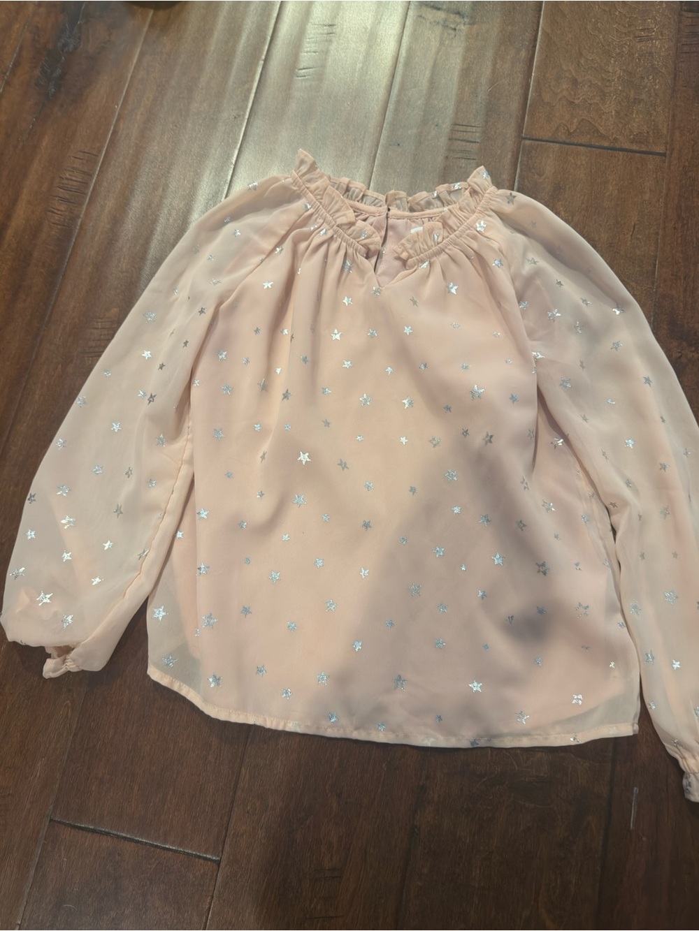 Girls Gap silky top with silver stars - size small